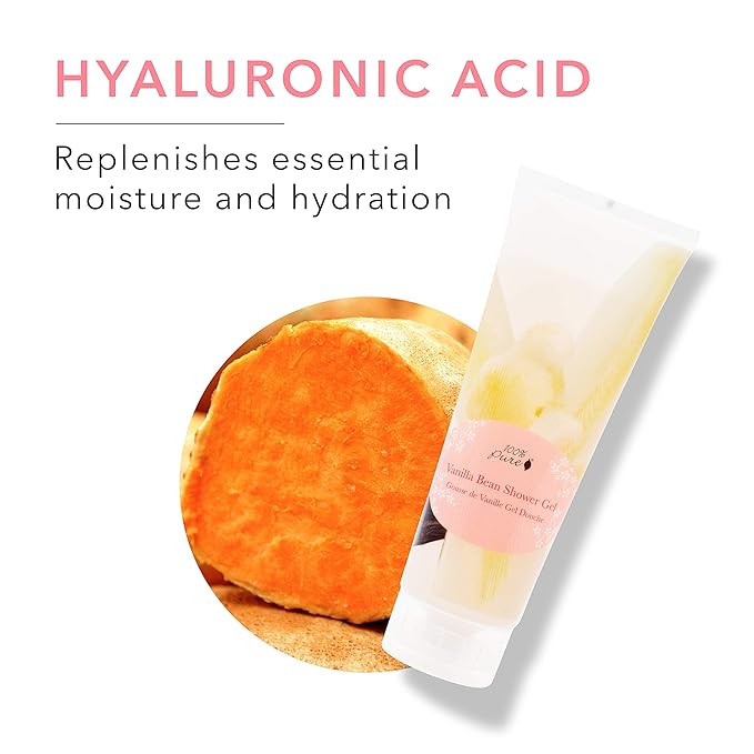 100% PURE Vanilla Bean Shower Gel Natural Foaming & Hydrating Body Wash - Deeply Moisturizing Gentle Soap Cleanser for All Skin Types, Even Sensitive - Gluten-Free - 8 Fl Oz