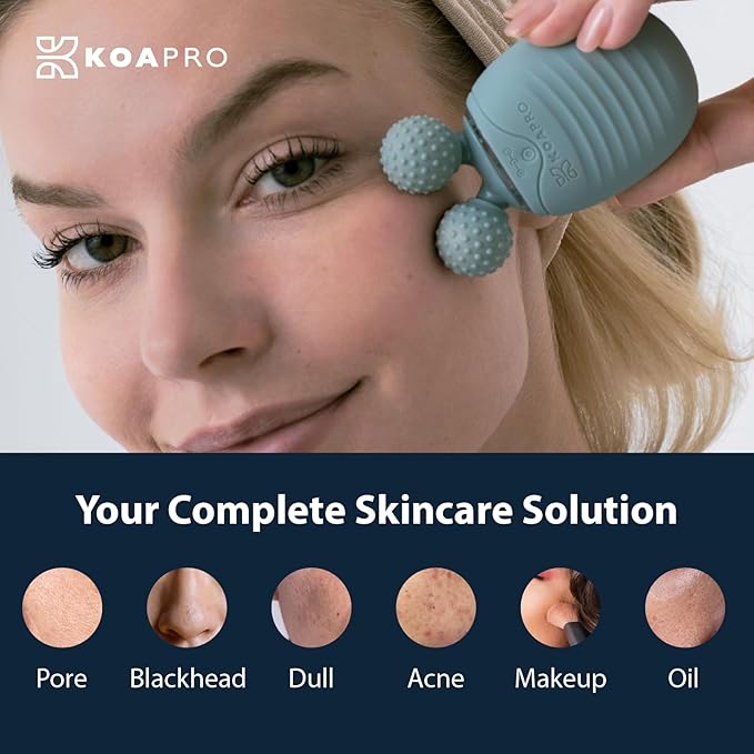 KOAPro Facial Cleansing Brush Exfoliating Face Scrubber for Women and Men, Waterproof Face Brush Cleanser, 3-in-1 Rechargeable Electric Facial Massager Tool, Reusable Sonic Silicone Scrubber
