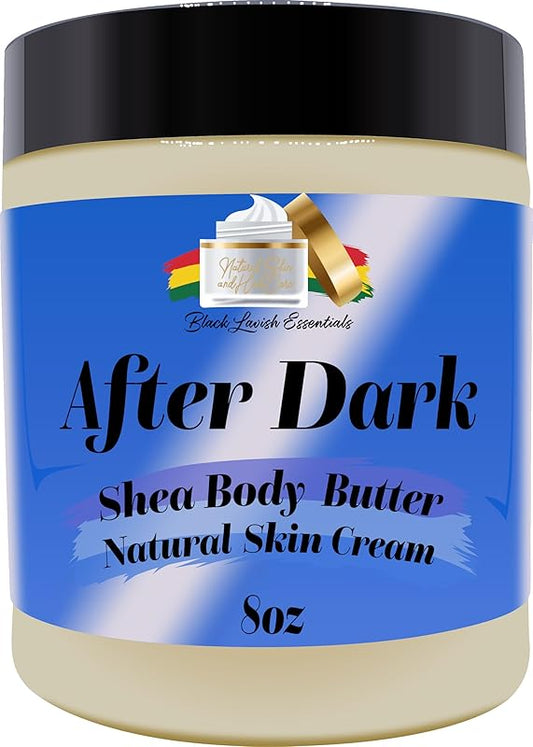 Ultra-Soft Shea Body Butter, Dry Skin Cream for Radiant Moisturized Skin, Natural Hydrating Body Lotion with Aloe Vera, Argan Oil, Rosehip Oil, (Men's After Dark, 8oz)