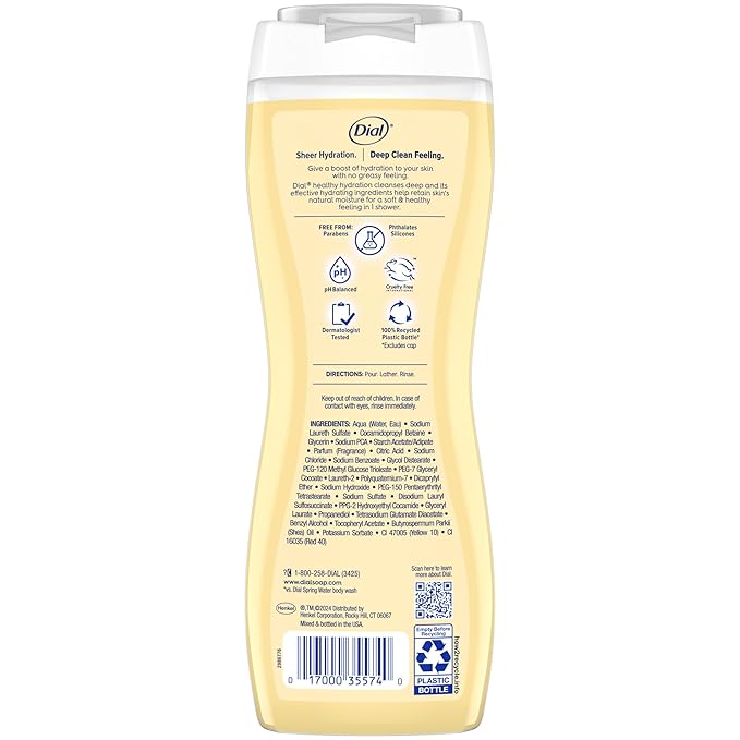 Dial Body Wash, Healthy Hydration, Shea Butter Extract plus Vitamin E, 16 fl oz (Pack of 4)