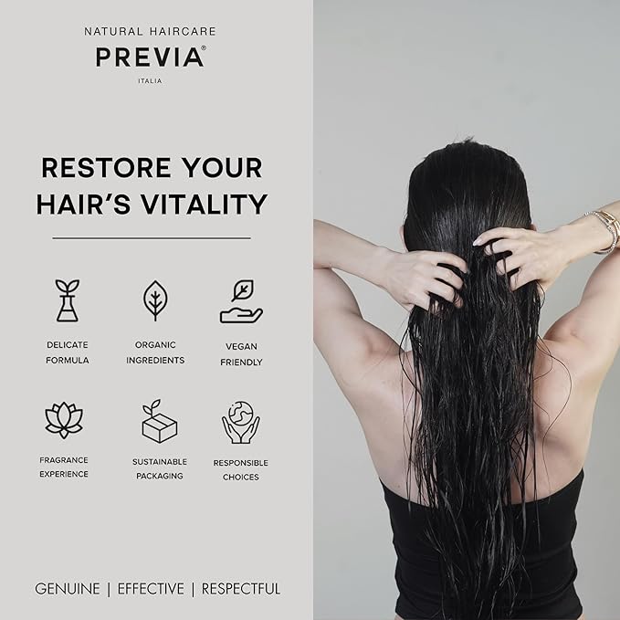 PREVIA Hydrating Biphasic Leave-In Conditioner Spray | Moisturizing & Anti-Frizz Reconstructive Treatment with White Truffle | Detangle & Repair Dry Damaged Hair | Vanilla & Bergamot Scent | 6.7 oz