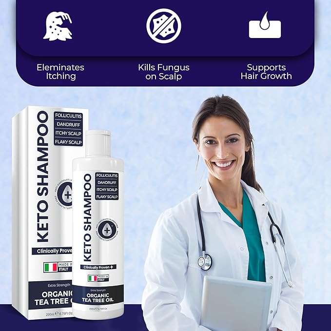 Flakes Shampoo Anti Dandruff - Medicated shampoo for Dandruff, Psoriasis, Seborrheic Dermatitis & Folliculitis Treatment - Anti Fungal Solution for Itchy, Flaky & Dry Scalp - 200ml