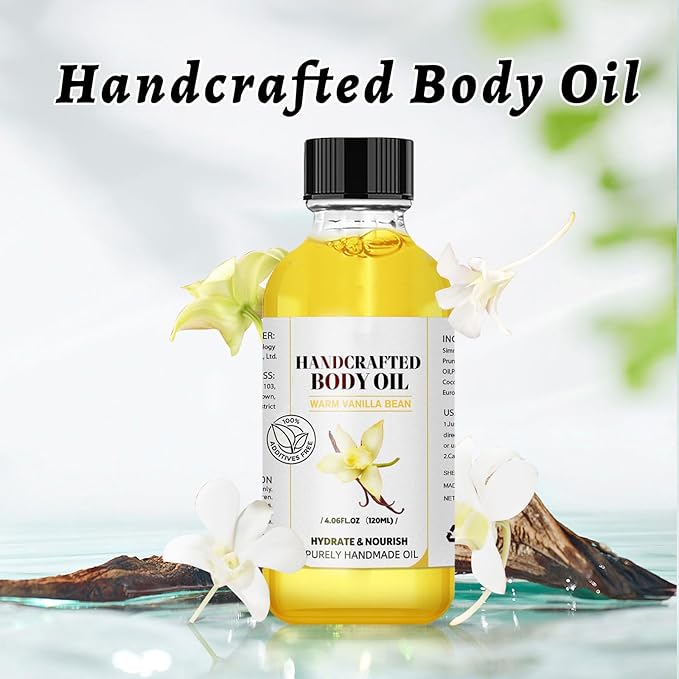 Vanilla Body Oil, 2PCS Body Oil, Glowing Skin Natural Handcrafted Moisturizing, 4.06 Fl Oz (2, Vanilla)