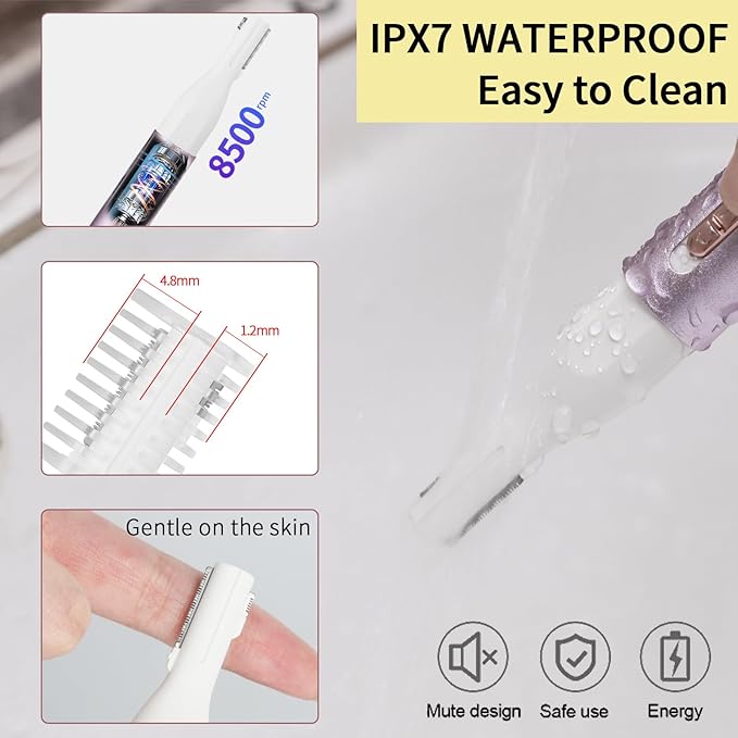 Nose & Eyebrow Trimmer for Women and Men,2025 Rechargeable Ear Razor & Face Shaver,Lady's Painless Portable Facial Hair Removal with Comb, Dermaplane Tool for face,Lips,Body,Leg (Purple)