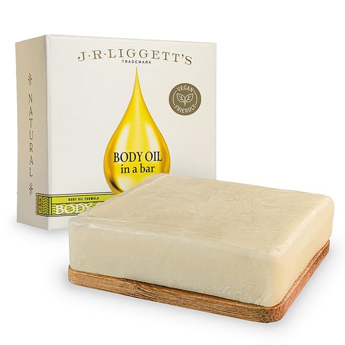 J.R.LIGGETT’S All-Natural Body Oil Formula Bar with Bamboo Wafer, Solid Organic Moisturizing Oil Bar for Face and Body, Never Greasy and Never Oily, Ideal for Dull and Dry Skin, 2.4 Ounces