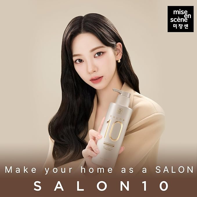 Mise En Scene 𝗦𝗮𝗹𝗼𝗻 𝟭𝟬 Protein Shampoo for Severe Damaged Hair - Low porosity Hair Product, Korean HairPerfume Shampoo, 10-Sec Protein Clinic, Moisturizing & Restoring, 16.9 Fl. Oz. (500ml)