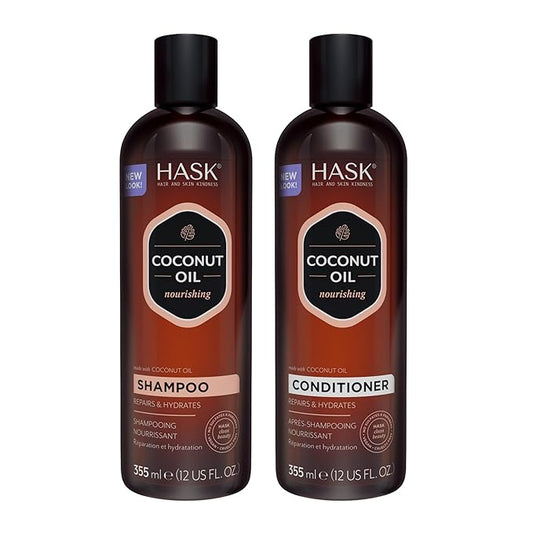 HASK Coconut Nourishing Shampoo + Conditioner Set | For All Hair Types, Sulfate-Free, Paraben-Free, Gluten-Free, Cruelty-Free, Color Safe