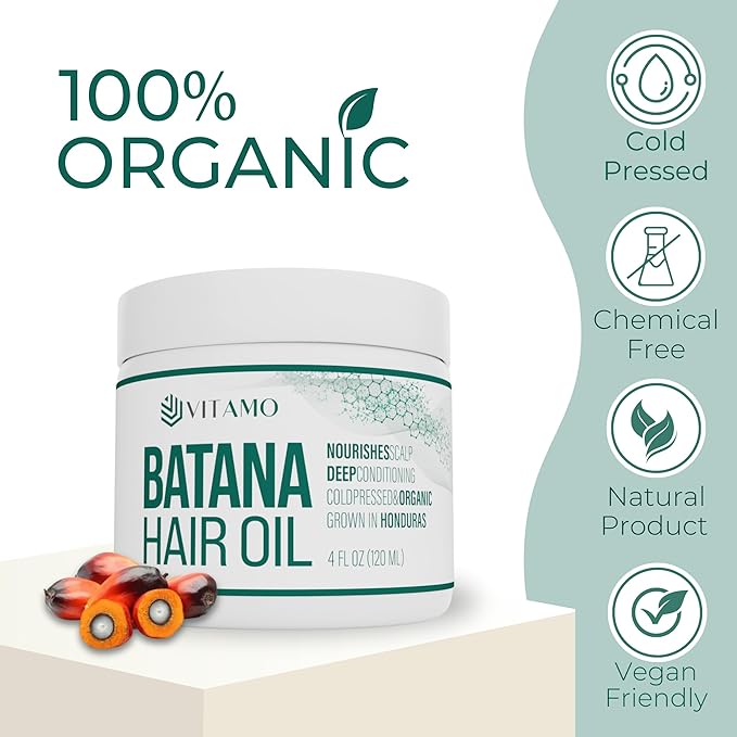 100% Organic Batana oil for Hair Growth | Pure Elaeis Oleifera | Natural Cold Press Extraction Method | Dr Sebi Scalp Care Hair Shine treatment for Men & Women | No Burnt Smell
