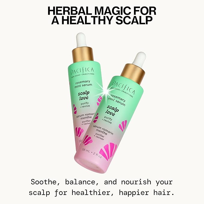 Pacifica Scalp Care Set – Rosemary Mint Daily Scalp Refresher, Detoxifying Serum & Clarifying Scalp Massager for Healthy, Hydrated Scalp, Vegan & Cruelty-Free