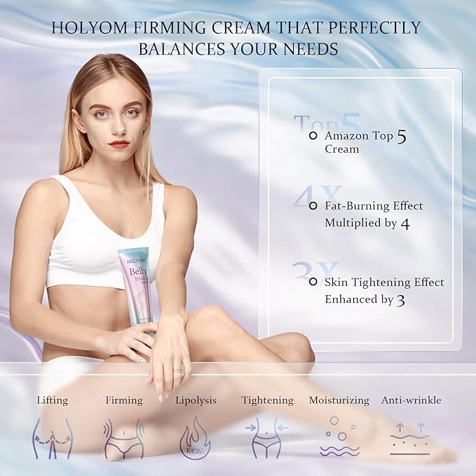 B Flat Belly Firming Cream: Premium Skin Tightening & Moisturizing for Stomach, Women Body Lotion for Firmness and Lift of Thighs & Butt - Pregnancy Skin Firming - 4.2 Fl Oz