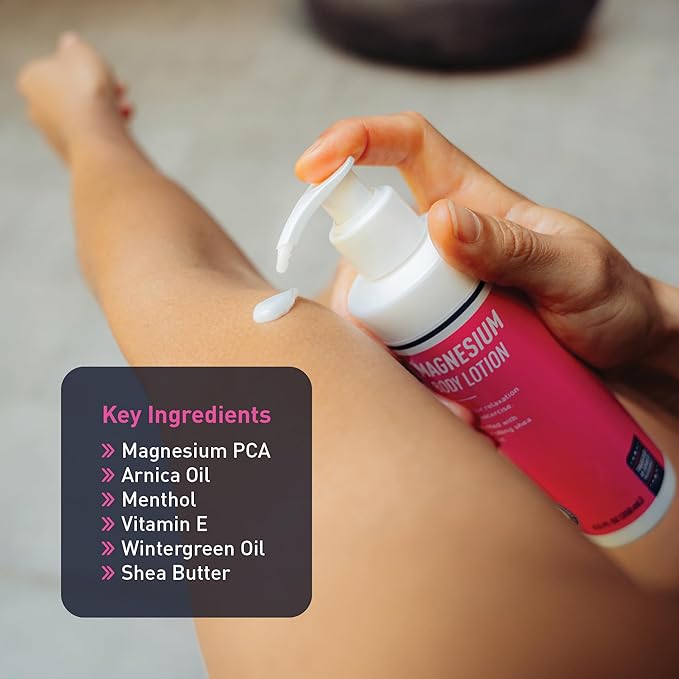 Wintergreen Magnesium Body Lotion, 8.5oz – Arnica, Menthol for Muscle Recovery, Soothing and Hydrating Formula for Sore Muscles, Fast-Absorbing Relief