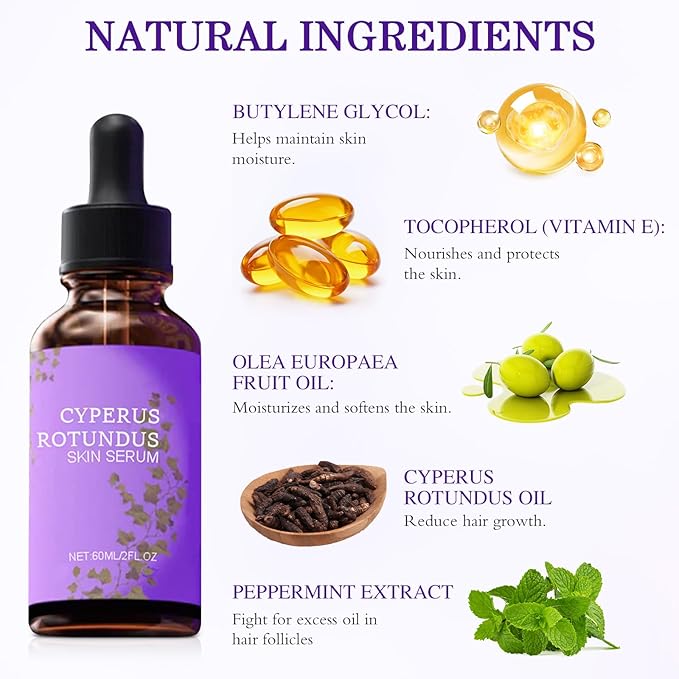 Cyperglow - Cyperus Rotundus Skin Serum, Natural Organic Cyperus Rotundus Oil, Lightweight Soothing Body Oil, Natural Soothing and Gentle (2PC)