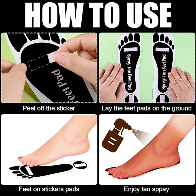 Nuenen 60 Pairs Spray Tan Feet Pads Protectors Disposable Adhesive Spray Tanning Pads Sticky for Sunless Spray Tanning Lasting Tent Protect Foot, 240 Feet