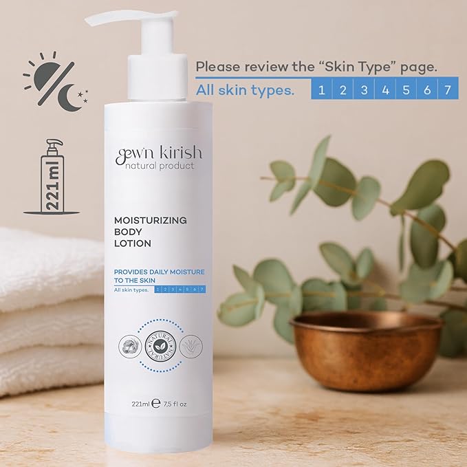 gew'n kirish Moisturizing Body Lotion - Daily Moisture for All Skin Types, Natural Ingredients, Skin Barrier Protection, 7.5 fl oz