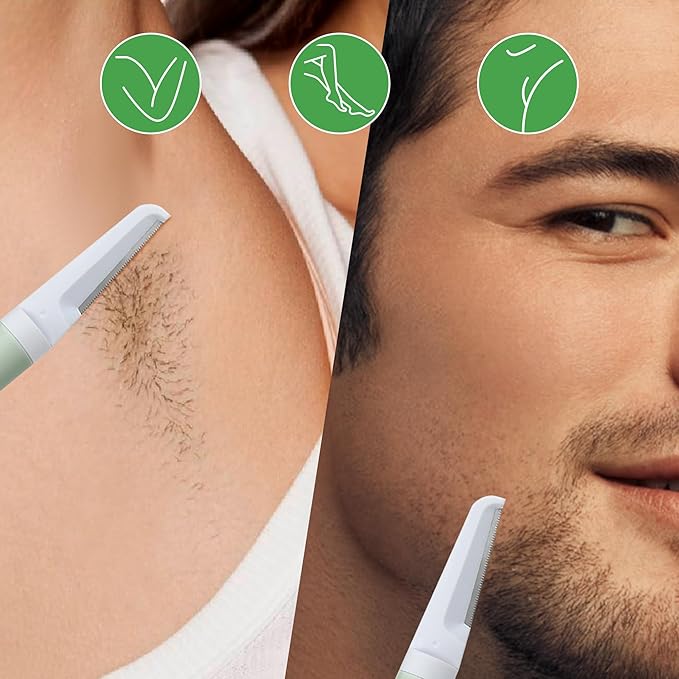 Dermaplane Razor - Facial Hair Removal Tool with 8 Refill Blades, Exfoliating Dermaplaning Tool for Face, Eyebrow Razor with Safety Cover, Face Shaver for Women (Green)