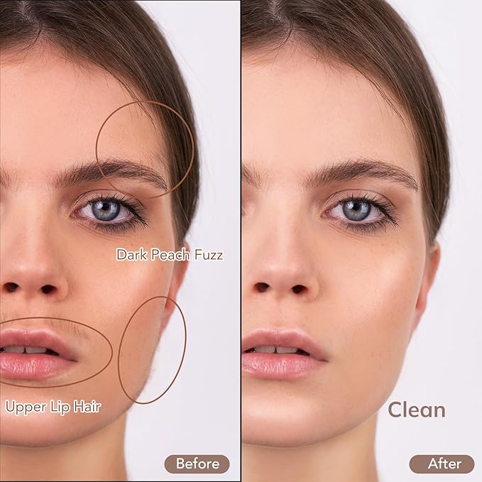 PELCAS Electric Dermaplaning Tool for Face with LED Light, Mini Facial Dermaplaning Razor Kit, Painless 3 Speeds Facial Peach Fuzz & Hair Removal At Home for Women with 6 Blades Off White