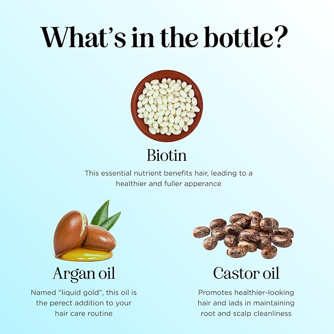 Volumizing Biotin Hair Serum for Men & Women - Caffeine Serum for Hair and Scalp Care with Peppermint Black Castor & Rosemary Oil for Enhanced Volume Shine & Hydration - Vegan & Cruelty Free (4 Fl Oz)