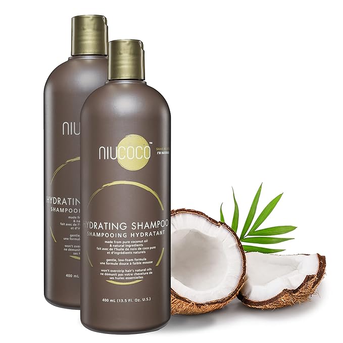 Natural Coconut Oil Hydrating Shampoo (400ml - 2 Pack) | Chemical Free Moisturizing Dandruff Formula for Dry, Damaged, Hair & Scalp | Safe on Color Treated Hair | Professional Salon Quality