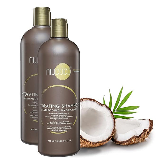 Natural Coconut Oil Hydrating Shampoo (400ml - 2 Pack) | Chemical Free Moisturizing Dandruff Formula for Dry, Damaged, Hair & Scalp | Safe on Color Treated Hair | Professional Salon Quality