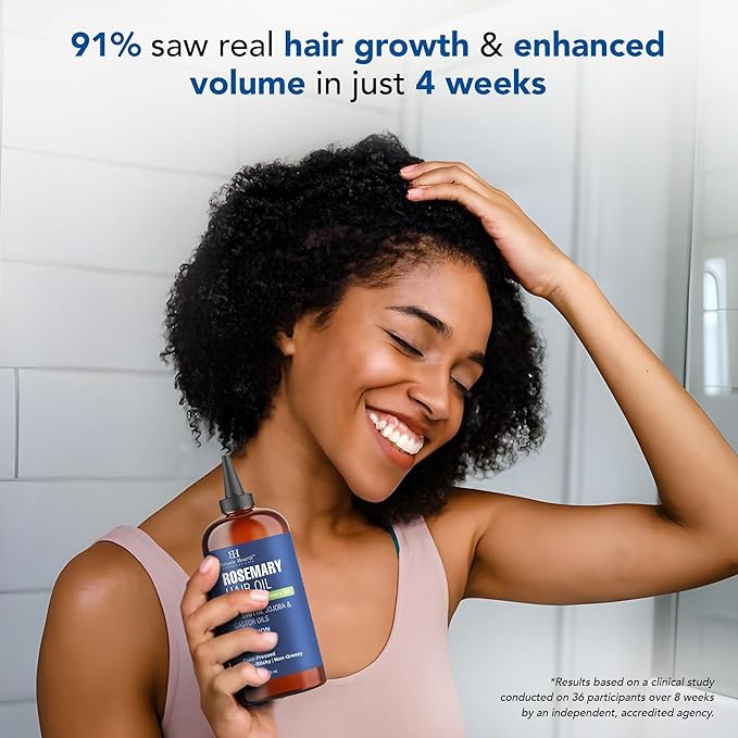 Botanic Hearth Rosemary Hair Oil with Biotin, Jojoba & Castor Oils – 100% Pure Cold-Pressed Rosemary Oil for Hair Growth, Scalp Massage & Nourishment – 16 fl oz with Scalp Massager - Hair Tonic
