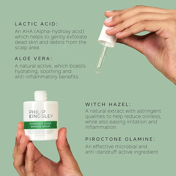 Philip Kingsley | Overnight Hydrating Hair Scalp Barrier Serum | Hydration Treatment for Dry, Itchy, Flaky, Oily Scalps | Triple Balancing Action, Scalp Care Products with Aloe Vera | 2.02oz