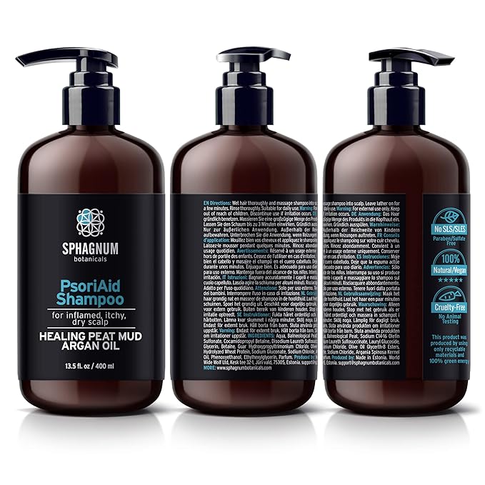 Natural Psoriasis Shampoo | 13.5 fl. Oz | Peat Mud & Tea Tree Oil Therapy for Itchy and Red Scalp Treatment. No Coal Tar. Sulfate Free.