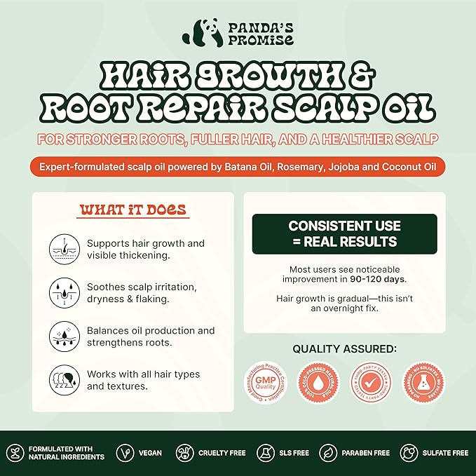 Panda's Promise Batana Oil for Hair Growth with Rosemary Oil, Jojoba Oil & Castor Oil- Natural Dry Scalp Treatment Product for Thinning (2 x 50ML = 100ML)