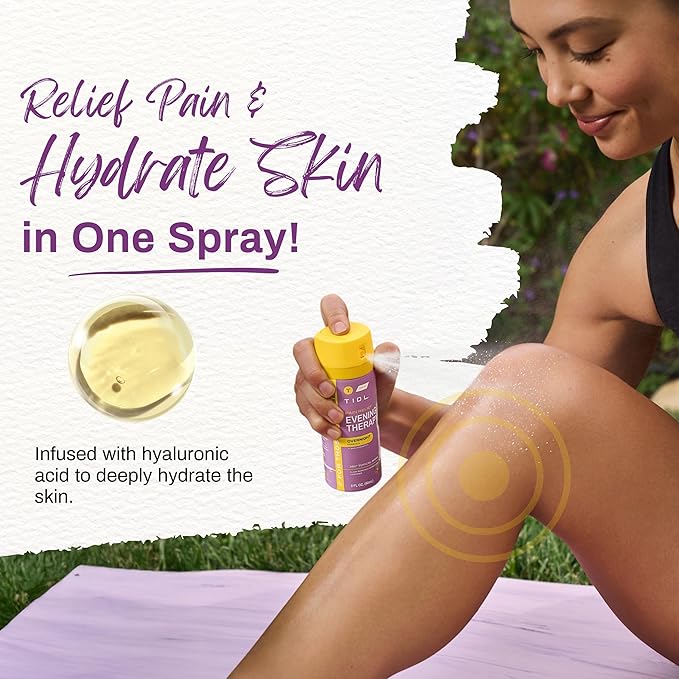TIDL - Evening Therapy Pain Relief Spray - Fast-Acting Relief for Lower Back, Knee, Muscle & Joint Pain - Nighttime Relaxation & Skin Hydration - Lavender, Topical, Plant-Based Menthol (3oz, 1-Pack)