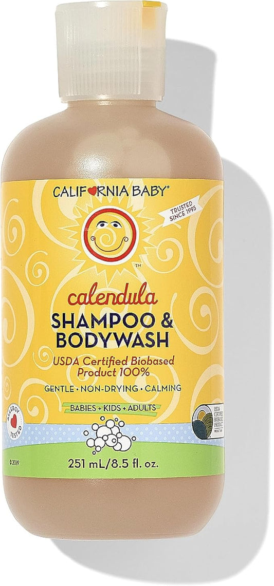 California Baby Calendula Shampoo and Body Wash - Allergy tested Baby Soap and Toddler Shampoo, for Dry, Sensitive Skin, 100% Plant-Based - USDA Certified, 251 mL / 8.5 fl. oz. (Pack of 1)