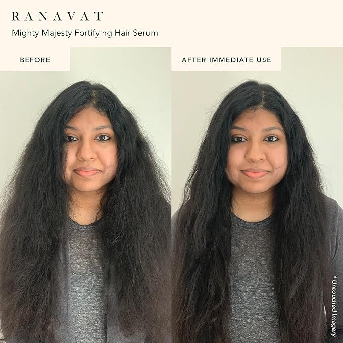 RANAVAT Mighty Majesty Travel Size Hair Serum - Fortifying Hair Oil Serum for Scalp Hydration, Frizz Control, & Hair Shine - With Jasmine and Amla Extract (0.5 oz)