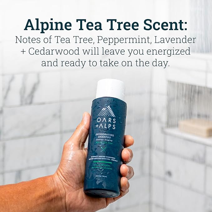 Oars + Alps Men's Sulfate Free Hair Shampoo and Conditioner Set, Infused with Witch Hazel & Tea Tree Oil, Clarifying & Refreshing, Alpine Tea Tree Scent, 2 Pack, 12 Fl Oz Each
