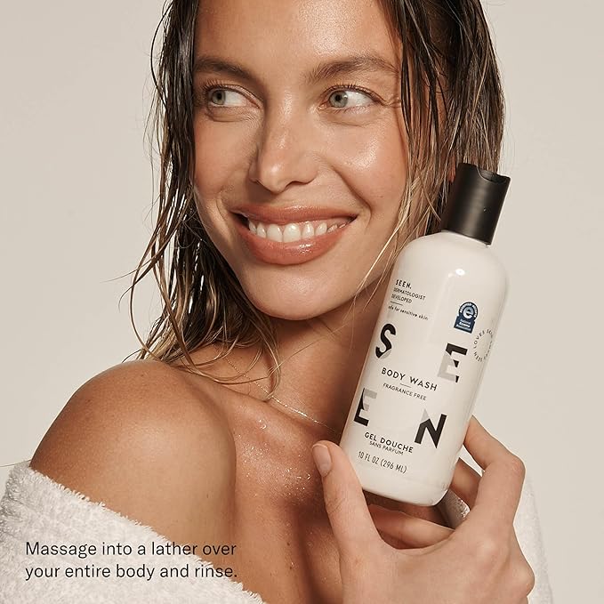 SEEN Body Wash, Fragrance Free - Non-Comedogenic & Non-Irritating Body Wash- Dermatologist-Developed - Safe for Sensitive, Eczema & Acne Prone Skin