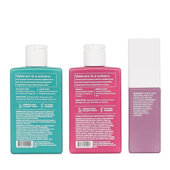 MEDIX 5.5 Best Sellers Travel Kit Skin Care Set - Retinol Body Lotion + Glycolic Acid Exfoliating Body Wash + 20% Vitamin F Body Oil 3PC Skincare Set | Crepey Skin Care Treatment, 3 Piece Travel Kit