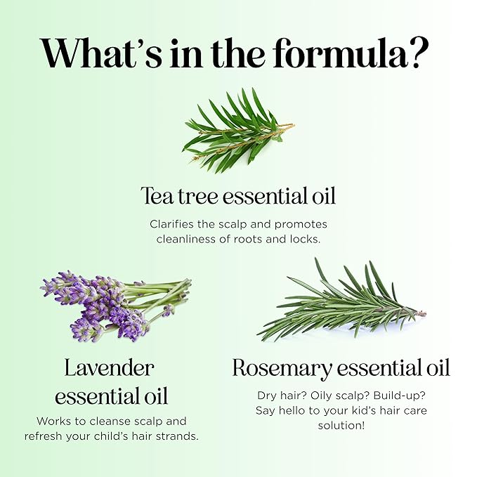 Cleansing Kids Shampoo for Dry Scalp - Dry Flaky Scalp Care Shampoo for Kids and Hair Build Up Remover with Tea Tree Oil and Rosemary Essential Oils for Hair Care - Kids Scalp Cleanser for Build Up