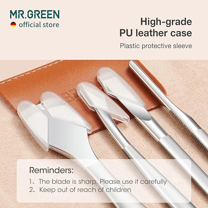 MR.GREEN Pedicure Knife Set Professional Ingrown Toenail Clippers Foot Care Tools Stainless Steel Nail Cuticle Nippers Remover Kits (7 Pcs Set)