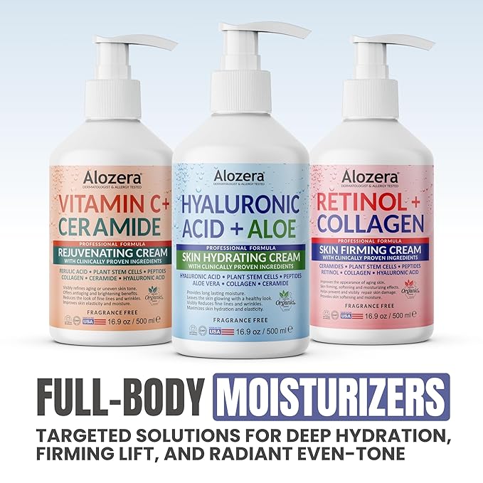 Hyaluronic Acid Body Lotion with Aloe & Stem Cells, Daily Moisturizing Lotion for Dry, Sensitive Skin Hydration, Non-Greasy, Lightweight Moisturizer, Fragrance-Free, 2-Pack 16.9 oz