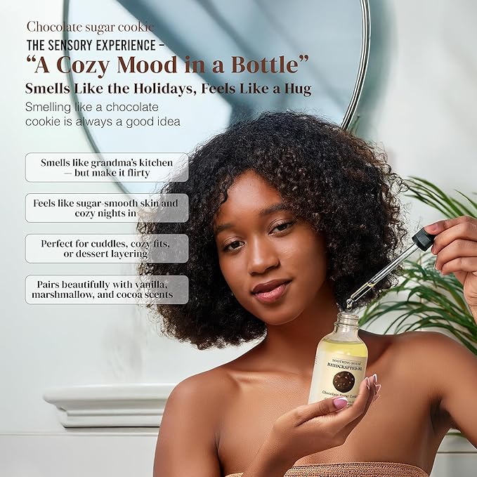 Chocolate Sugar Cookie Body Oil: Moisturizing Body Oil for Soft, Glowing Skin with Almond & Jojoba Oil (4 fl oz)