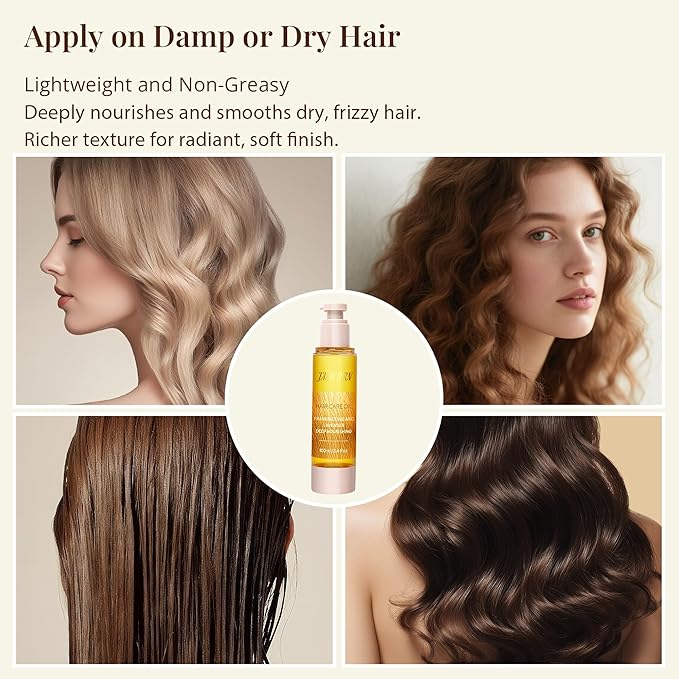 Leave-In Hair Oil with Frankincense & Lavender – Natural Essential Oil Aroma, Deep Nourishment & Frizz Control for Dry, Damaged Hair – Lightweight No-Rinse Oil, 3.4 fl oz (100ml)