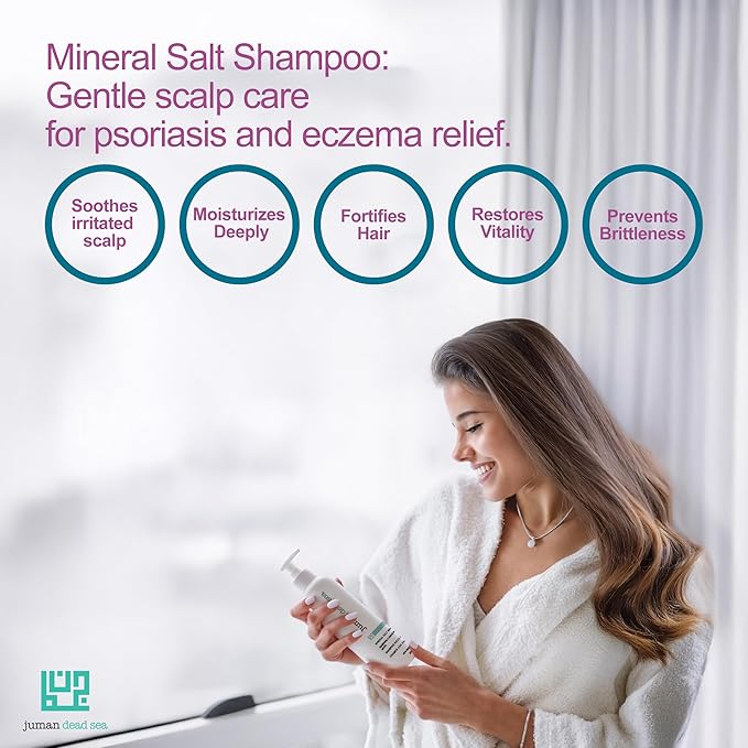 JUMAN Dead Sea Mineral Hair Shampoo | Promotes Hair Growth & Treats Dandruff | Infused with Essential Oils & Dead Sea Salts | For Men & Women | Vegan | SLS & Paraben Free