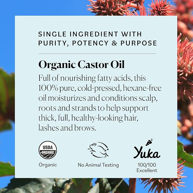 Sky Organics - Castor Oil Organic - Volumizing Hair Oil - Scalp, Lashes, Brows - Pure Castor Oil Cold Pressed - Natural Conditioner - Omega Fatty Acids, Vegan - Beauty, Hair Care, & Self Care - 16oz