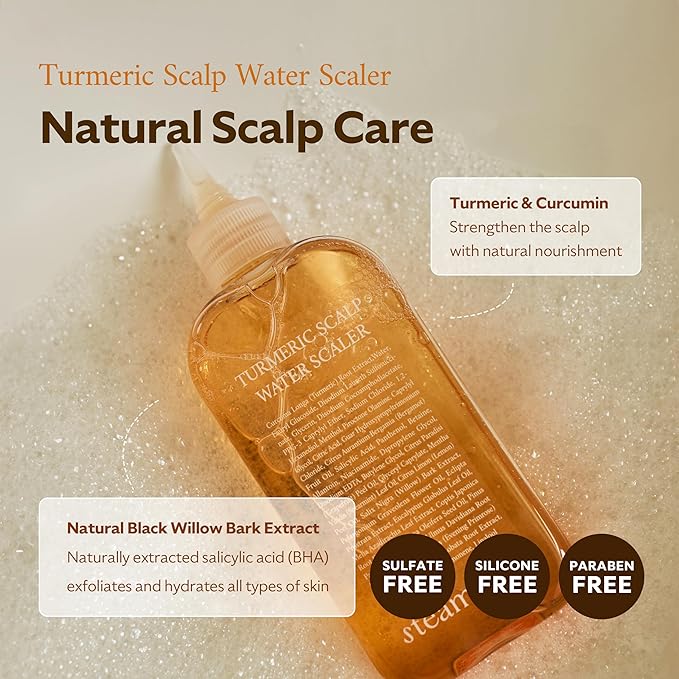 Turmeric Scalp Water Scaler | Scalp Exfoliator for Itchy Dry Scalp, Thinning Hair, Buildup Remover, Treatment for Excess Sebum Oily Greasy Hair | Korean Hair Care Products, 1.69 fl oz