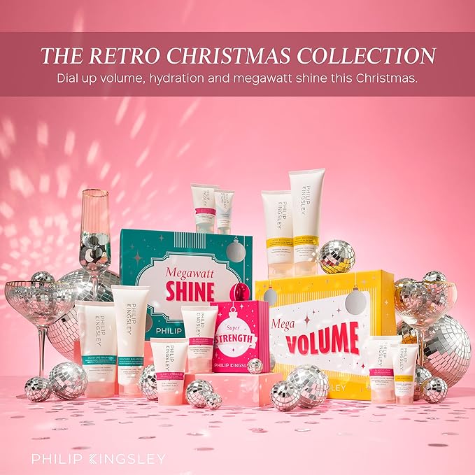 PHILIP KINGSLEY Retro Christmas Collection Super Strength Stocking Filler - Includes Elasticizer Deep-Conditioning Hair Mask Treatment and Elasti-Styler 5-in-1 Pre-Styling Serum