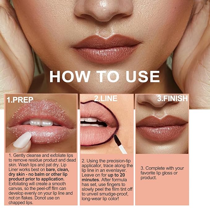 Lip Liner Peel Off Lip Liner Tattoo, 3Pcs Long