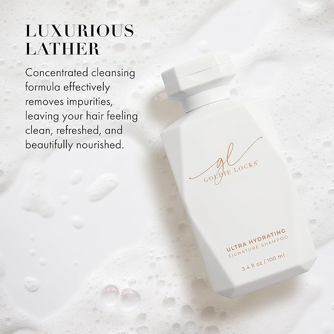 Goldie Locks Travel Size Ultra Hydrating Shampoo - 3.4 fl oz - Sulfate-Free Moisturizing Formula - Maintains Texture and Shine - Safe for Extensions and Color-Treated Hair - Protein-Free