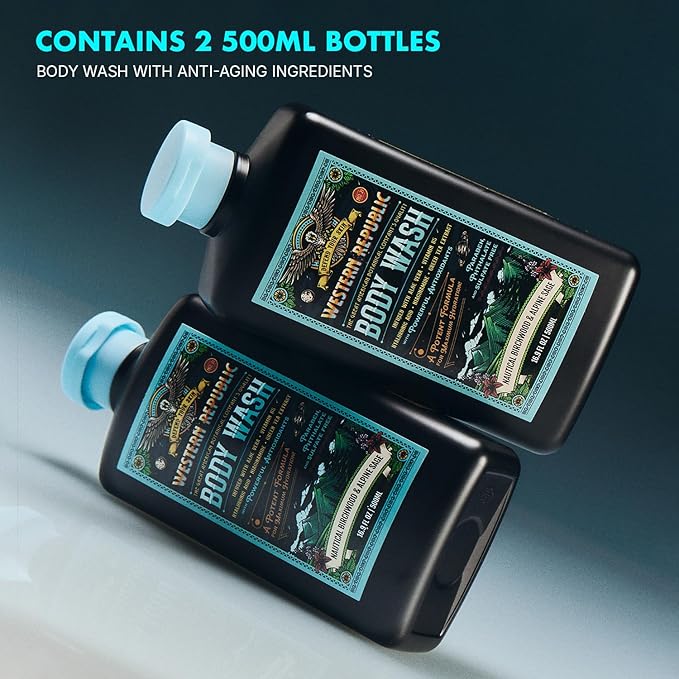 Men's Body Wash | Nautical Birchwood & Alpine Sage and Aviator's Eucalyptus & Fresh Citrus | Hydrating & Anti-Aging Formula with Aloe, Niacinamide & Hyaluronic Acid (2 Pack) | Made in USA