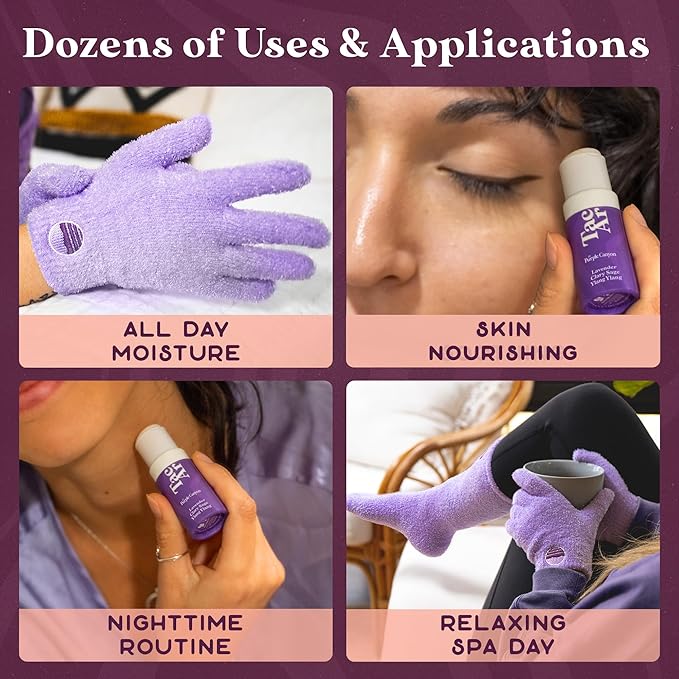 Purple Canyon Fuzzy Socks & Gloves and Essential Oil Balm Spa Kit | Purple Socks and Gloves Infused with Aloe Vera and Vitamin E Oil | Beeswax Miracle Balm for Cracked Heel Repair and Foot Care