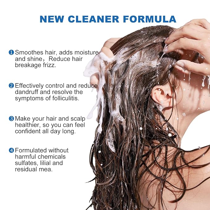 Ceson&Cesun Anti-Fungal/Anti Dandruff 2 in 1 Shampoo for Folliculitis, Scalp Psoriasis & Seborrheic Dermatitis, Itchy & Dry Scalp Relief, Nourishes, Hydrates, Fresh Scent, Safe For Color-Treated Hair