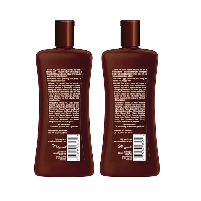 Hawaiian Tropic Dark Tanning Oil, 8oz | Moisturizing Body Oil with Cocoa Butter, Tan Enhancer, 8oz each Twin Pack