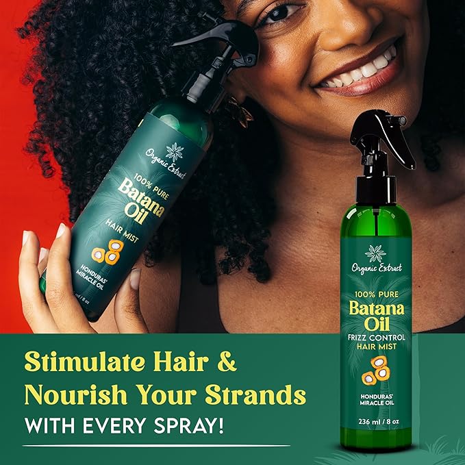 Batana Oil Leave-In Hair Mist - 8 fl oz / 236ml – Lightweight Detangling & Hydrating Spray with Rosemary & Batana Oil – Softens, Smooths & Refreshes Hair for All Hair Types