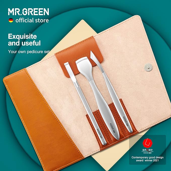MR.GREEN Pedicure Knife Set Professional Ingrown Toenail Clippers Foot Care Tools Stainless Steel Nail Cuticle Nippers Remover Kits (3 Pcs Set)